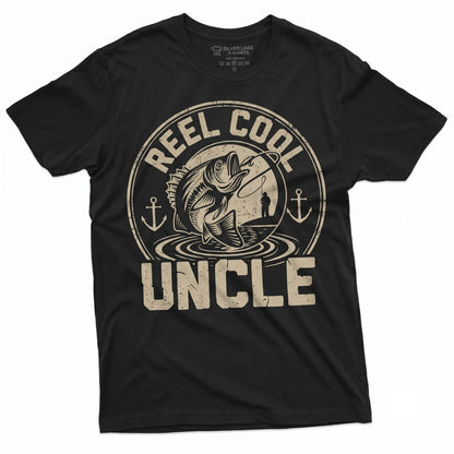 Reel Cool Uncle Fishing Gift Fisherman Birthday Present Angler Idea Novelty Graphic Apparel Unisex TShirt