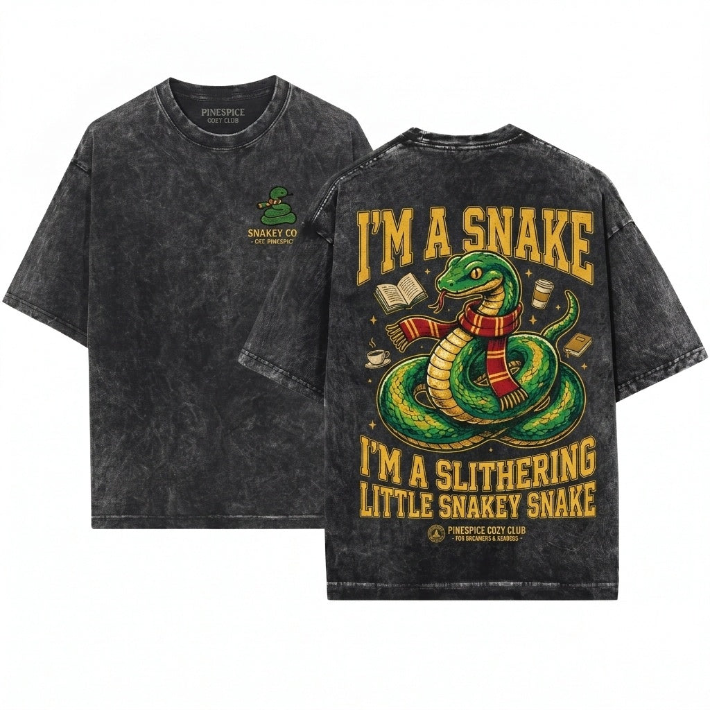 Im A Slithering Little Snakey Snake Embroidered Comfort Colors 1717 Apparel Funny Graphic Cotton Top Unisex Wash T-Shirt
