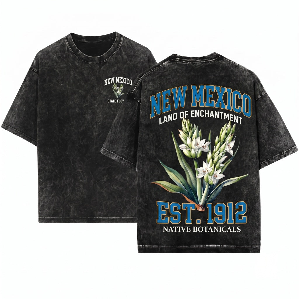 New Mexico State Flower Yucca Botanical Desert Bloom Graphic Vintage Unisex Wash T-Shirt