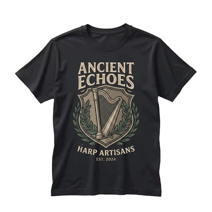 Elegant Faux Gold Harp Classical Musician Gift Ornate Instrument Artistic Music Lover Apparel Unisex TShirt