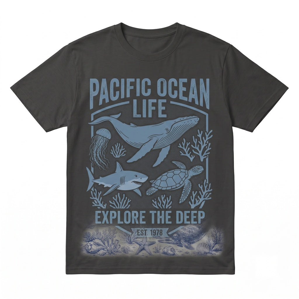 Retro Ocean Creature Collage Graphic Vintage Marine Wildlife Nature Sea Life Beach Gift Unisex TShirt