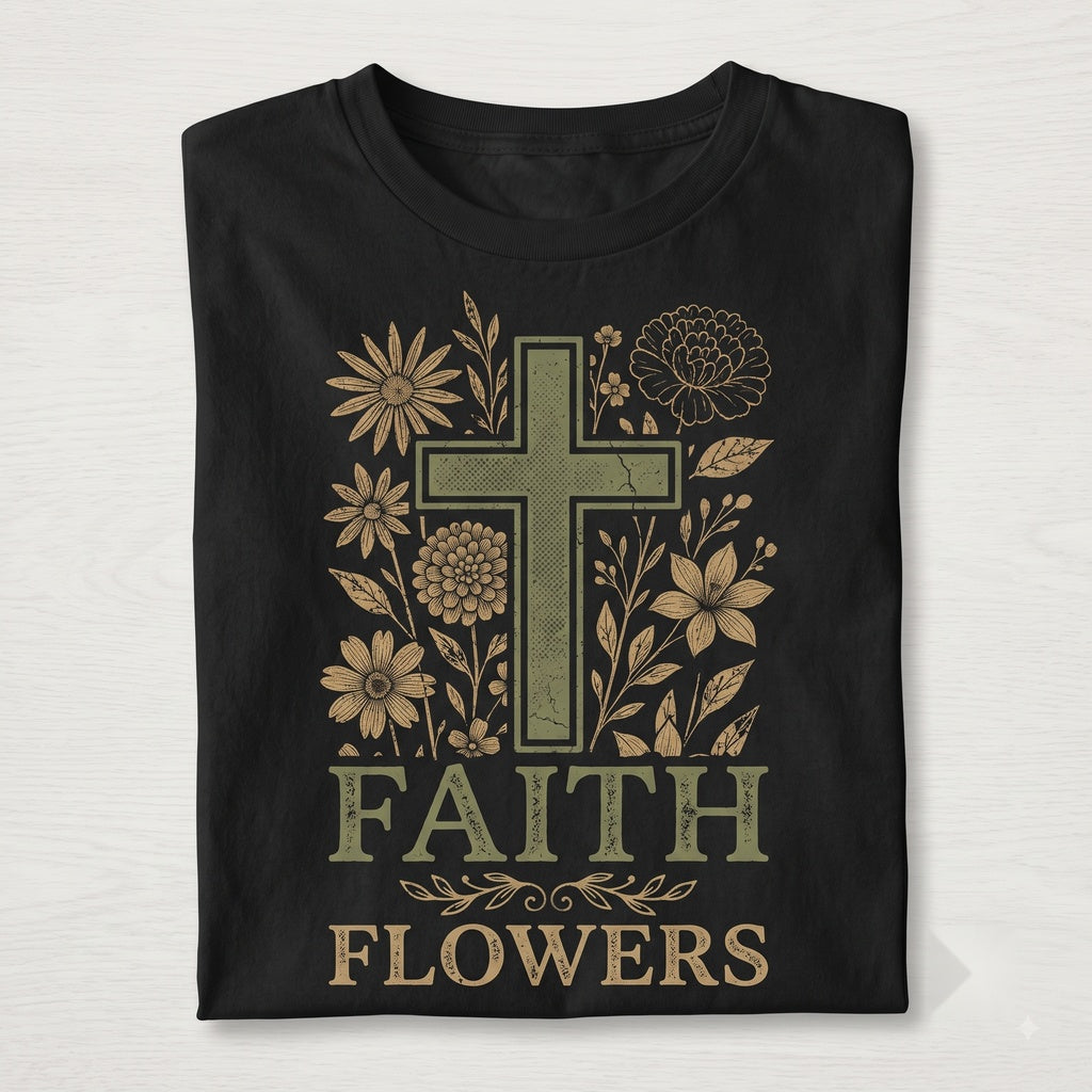 Christian Floral Cross Faith Based Bible Verse Graphic Jesus Gift Church Women Unisex TShirt