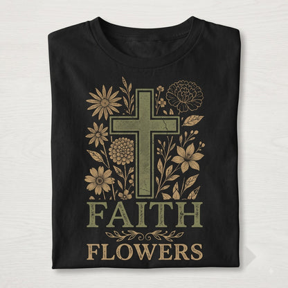 Christian Floral Cross Faith Based Bible Verse Graphic Jesus Gift Church Women Unisex TShirt