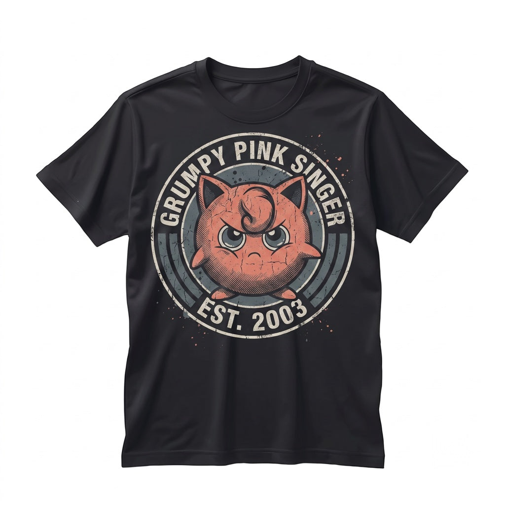Vintage Mineral Wash Cute Singing Pink Monster Graphic Anime Gamer Gift Oversized Unisex TShirt