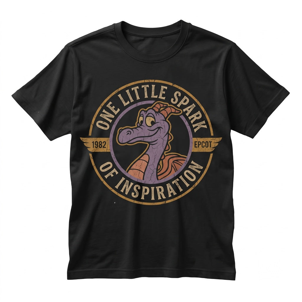 Oversized Figment Front Back Print One Little Spark Epcot Theme Park Graphic Unisex TShirt