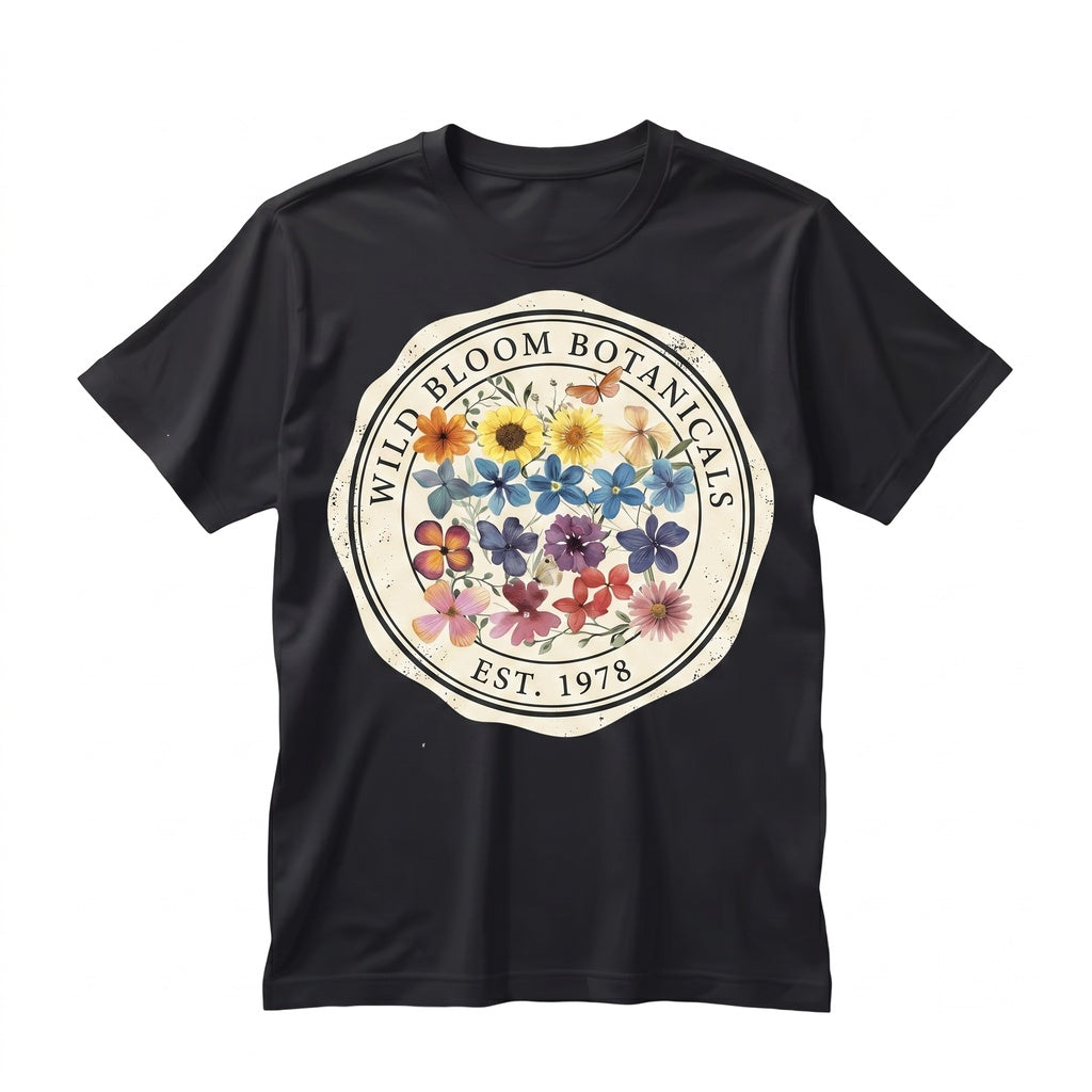 Pressed Flowers Moth Boho Botanical Graphic Unisex TShirt