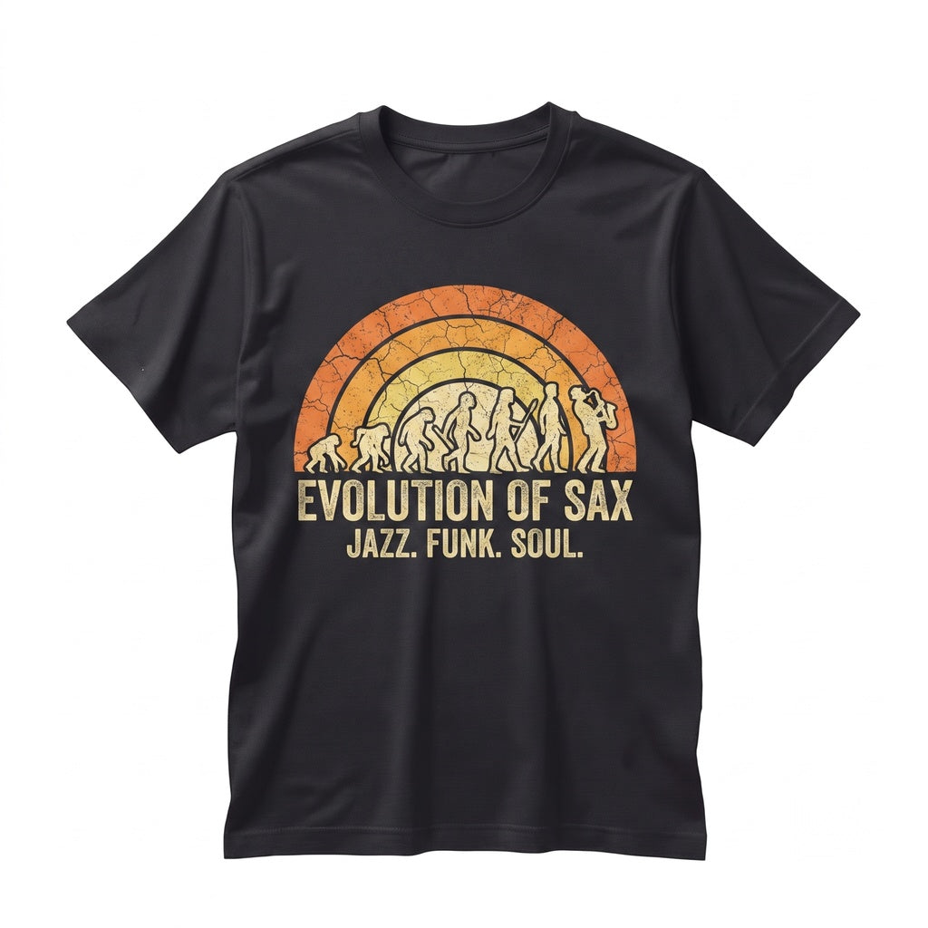 Funny Saxophone Evolution Graphic Band Musician Instrument Player Jazz Gift Humor Apparel Unisex TShirt