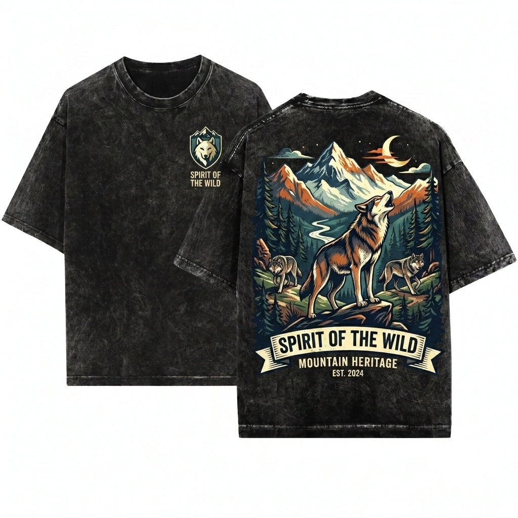 Vintage Winter Wolf Retro 90s Heavy Blend Crewneck Funny Hipster Animal Cozy Apparel Gift Lover Unisex Wash T-Shirt