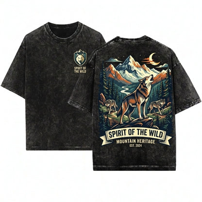 Vintage Winter Wolf Retro 90s Heavy Blend Crewneck Funny Hipster Animal Cozy Apparel Gift Lover Unisex Wash T-Shirt