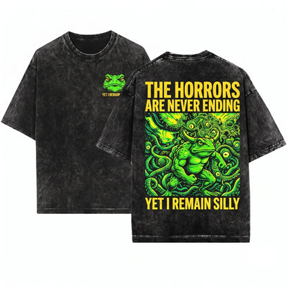 Horrors Vintage Japanese Toad Graphical Aesthetic Unisex Wash T-Shirt