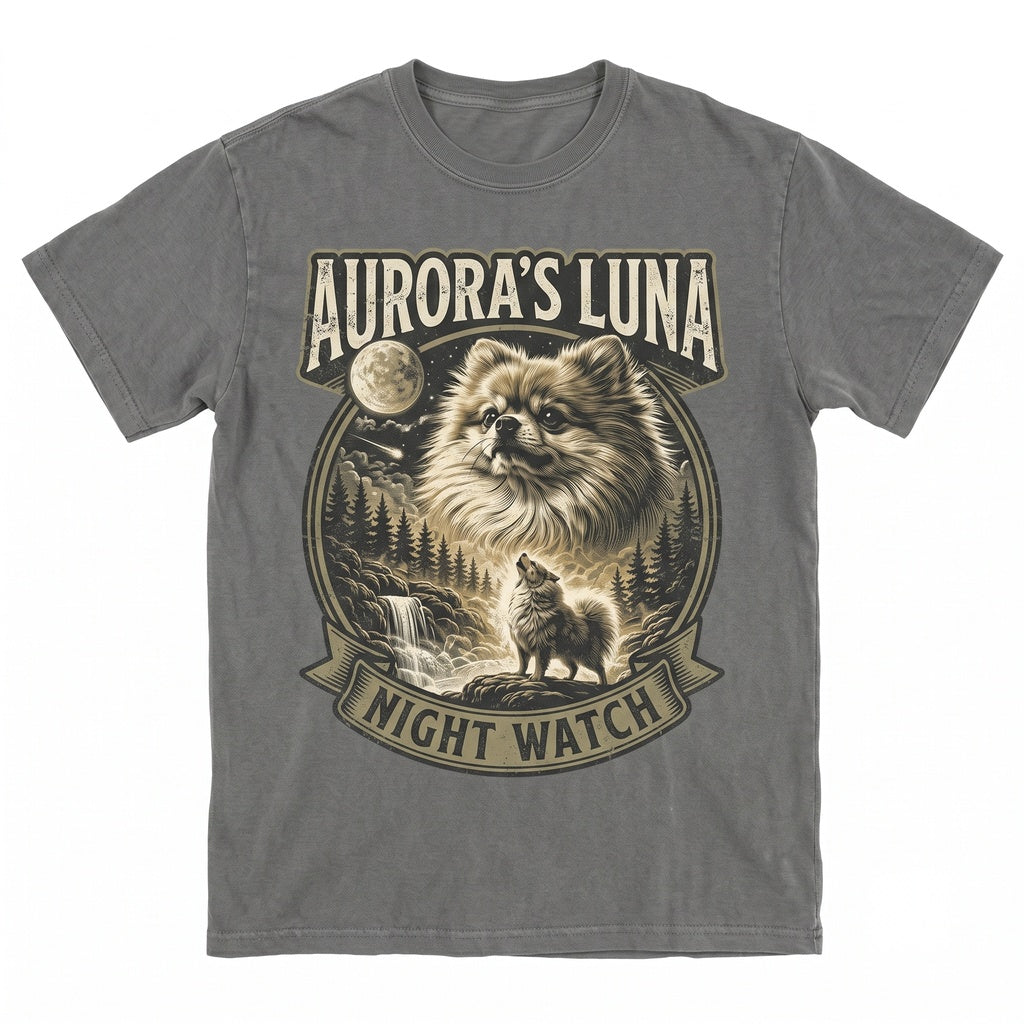 Retro Pomeranian Howling Full Moon Graphic Dog Mom Gift Unisex TShirt