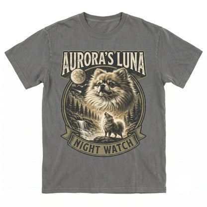 Retro Pomeranian Howling Full Moon Graphic Dog Mom Gift Unisex TShirt