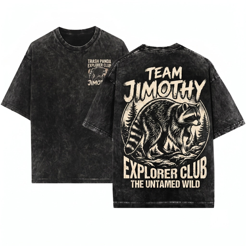 Team Jimothy Seattle Short Spine Raccoon Graphic Viral Meme Unisex Wash T-Shirt