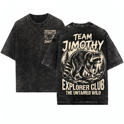 Team Jimothy Seattle Short Spine Raccoon Graphic Viral Meme Unisex Wash T-Shirt