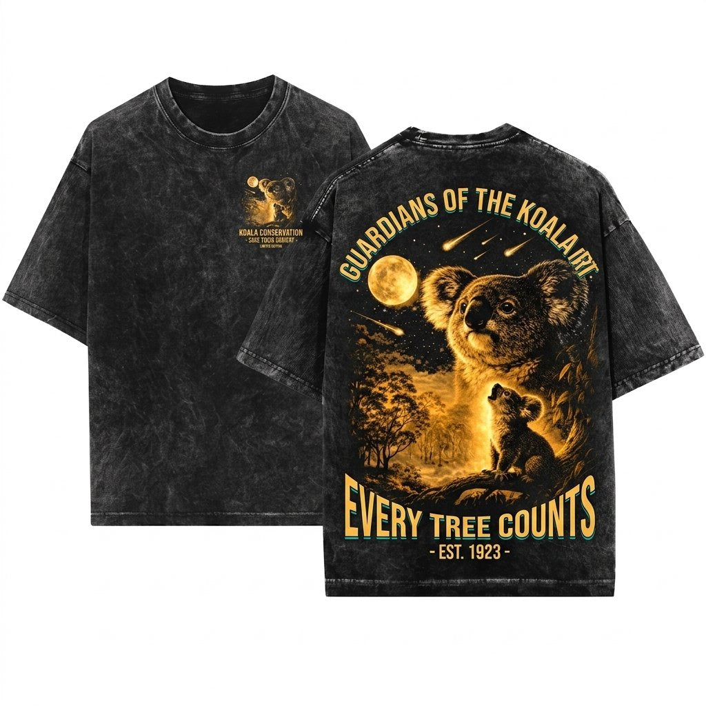 Retro Australian Marsupial Full Moon Graphic Apparel Vintage Wildlife Gift Unisex Wash T-Shirt