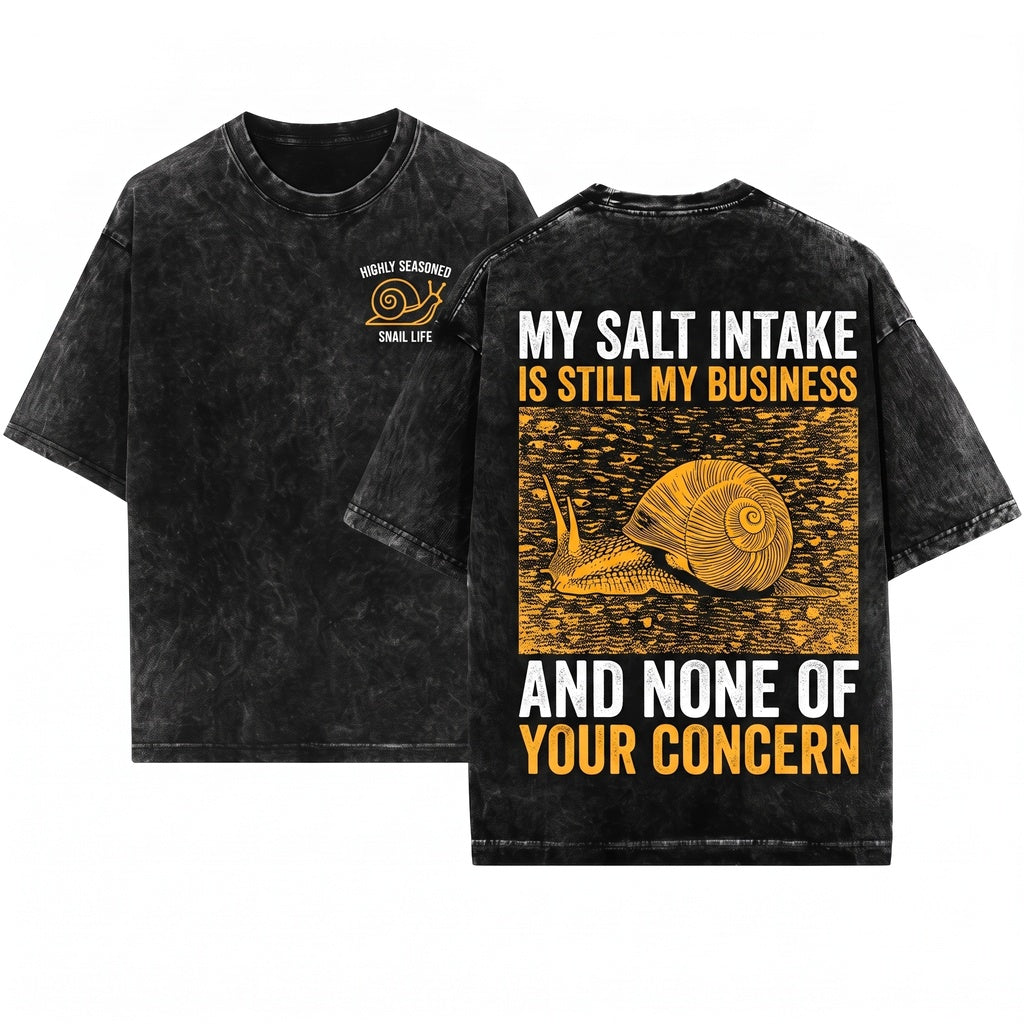 My Salt Intake Funny Vintage Japanese Snail Gastropod Mollusk Apparel Unisex Wash T-Shirt