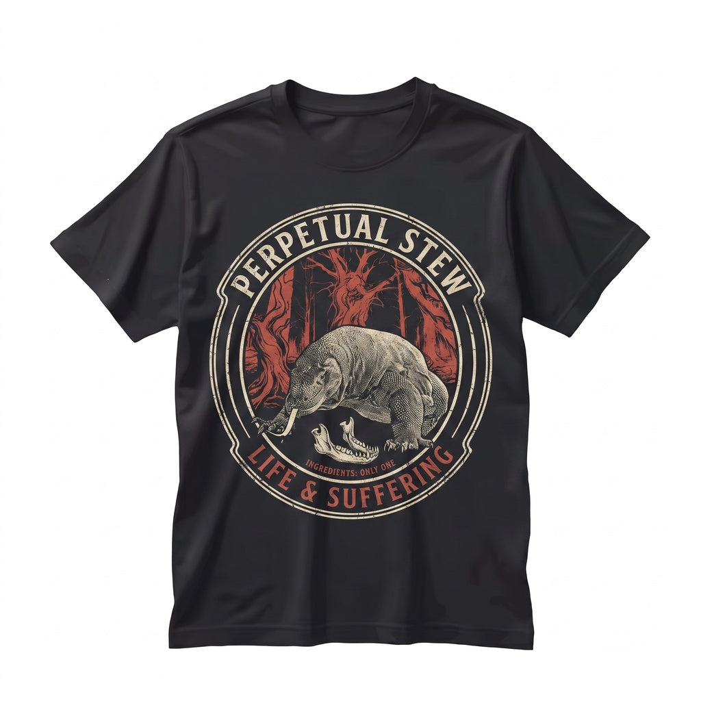 Life Is Perpetual Stew Komodo Dragon Funny Meme Graphic Top Unisex TShirt