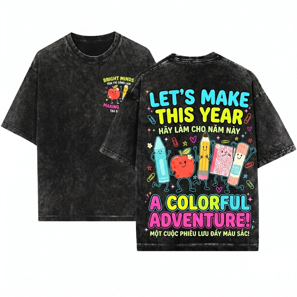 Cute School Supplies Back To School Teacher Crayon Pencil Notebook Kindergarten Gift Unisex Wash T-Shirt