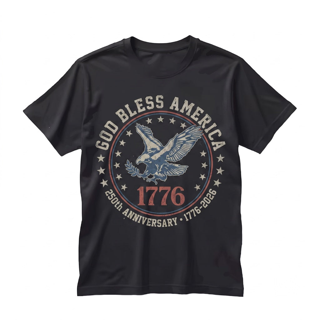 God Bless America 1776 USA 250th Anniversary 4th of July Patriotic Christian Land Free Home Brave Unisex TShirt