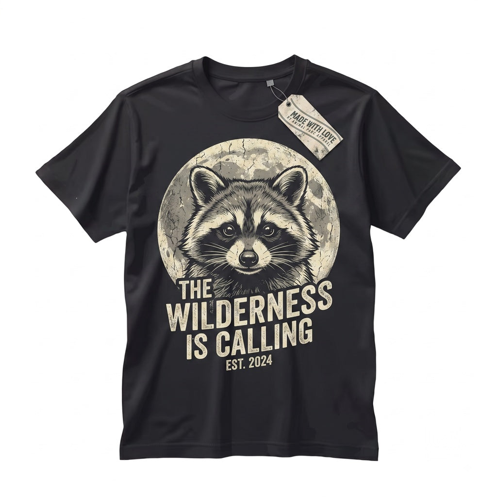 Vintage Raccoon Graphic Wildlife Nature Lover Retro Moonlit Forest Animal Silly Gift Unisex TShirt