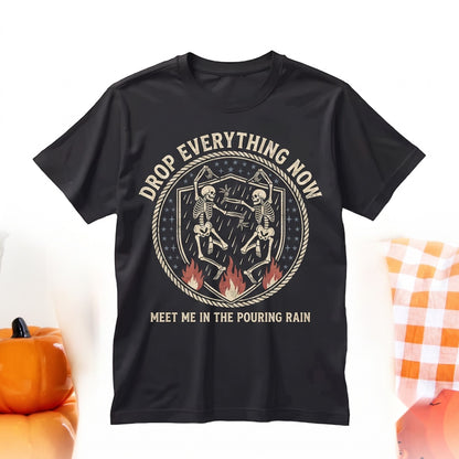 Drop Everything Now Distressed Skeleton Oversized Vintage Love Sparks Pouring Rain Halloween Unisex TShirt