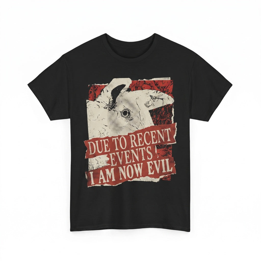 Due to Recent Events I Am Now Evil Funny Vintage Japanese Rabbit Graphic Apparel Cotton Unisex TShirt
