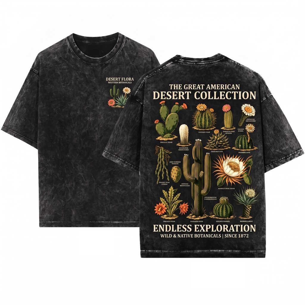 Cute Cactus Succulent Botanical Plant Desert Nature Gardener Lover Gift Unisex Wash T-Shirt
