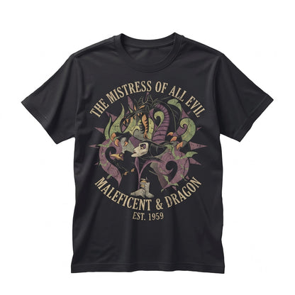 Vintage Dark Fairy Graphic Top, Maleficent Theme Park Halloween Vacation Apparel, Retro Evil Queen Portrait Unisex TShirt