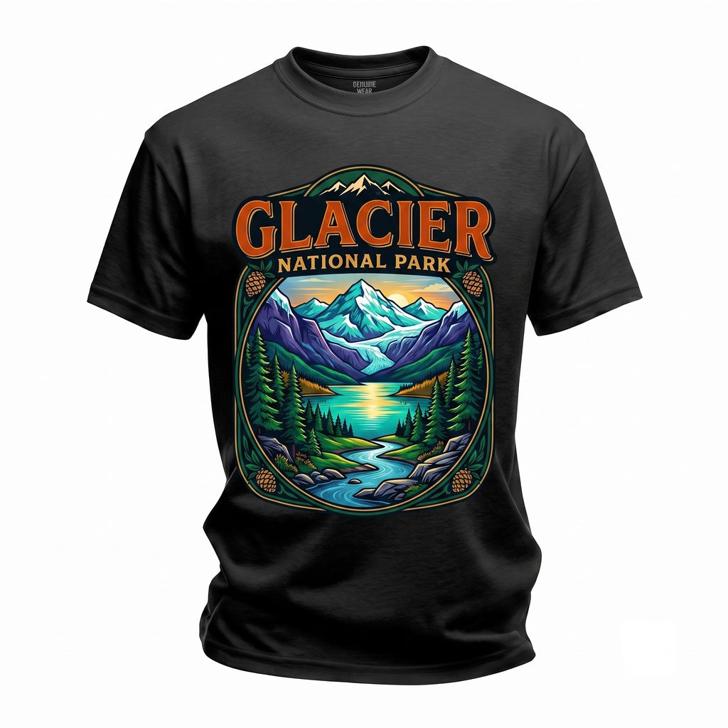 Glacier National Park Vintage Distressed Montana Nature Graphic Unisex TShirt