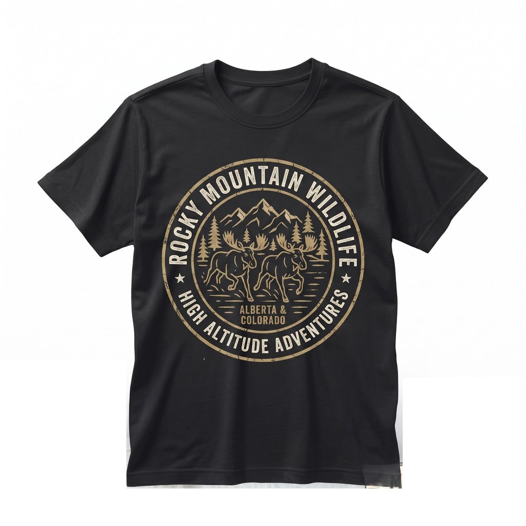 Running Moose Wildlife Graphic Nature Lover Rustic Forest Animal Outdoors Elk Alaska Hunting Gift Unisex TShirt