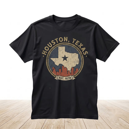 Houston Texas Map Skyline City Home State Travel Souvenir Birthday Present Unisex TShirt