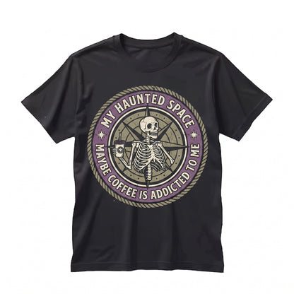 Maybe Coffee Is Addicted To Me Spooky Skeleton Funny Graphic Sweatshirt Hoodie Unisex TShirt