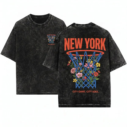 New York Basketball Streetwear Crewneck Unisex Wash T-Shirt