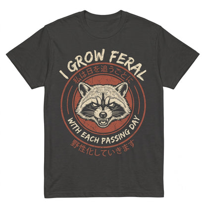 I Grow Feral Raccoon Vintage Japanese Retro Graphic Novelty Unisex TShirt