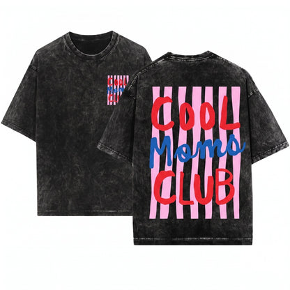 Cool Moms Club Trendy Mama Striped Design Life Mothers Day Gift Unisex Wash T-Shirt