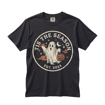 Tis The Season Halloween Ghost Pumpkin Basket Vintage Moon Aesthetic Gift Unisex TShirt