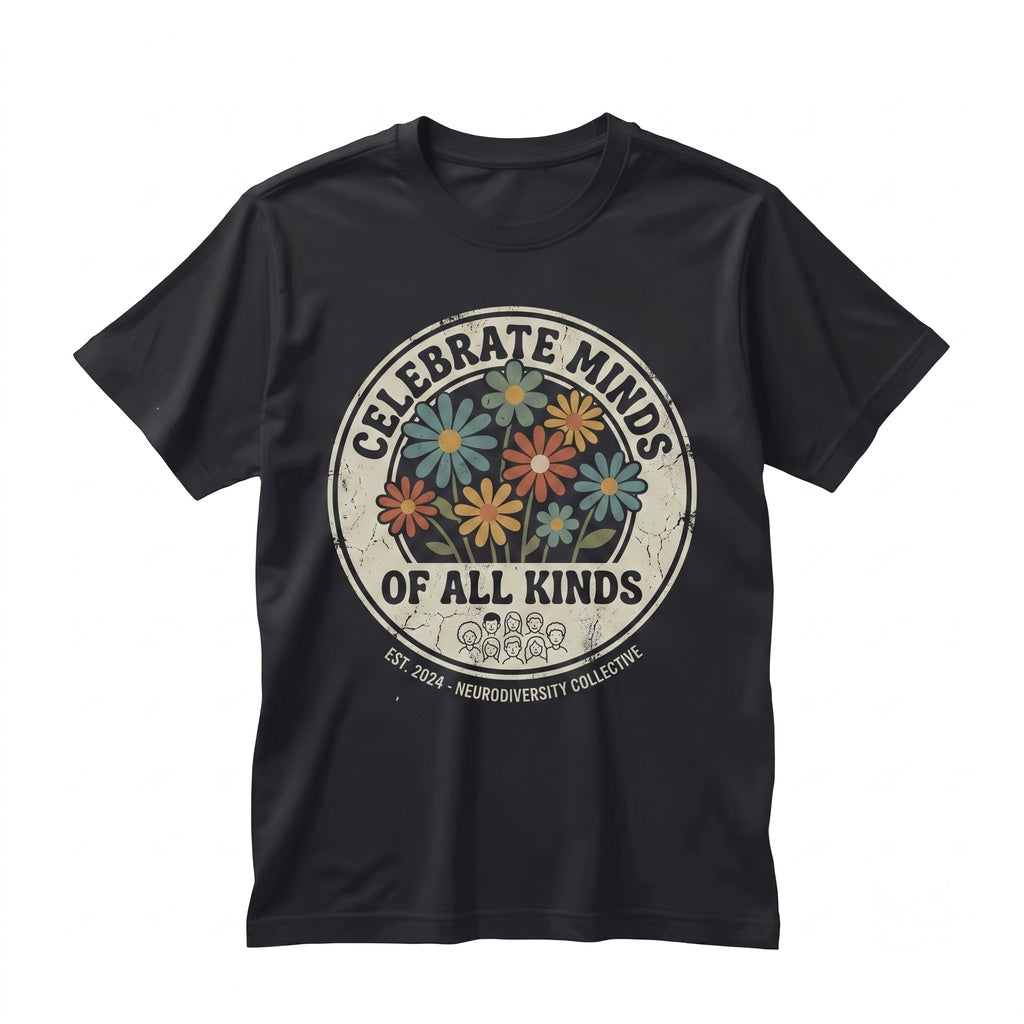 Celebrate Minds Of All Kinds Mental Health Awareness Sped Teacher Floral Neurodiversity Graphic Top, Unisex TShirt