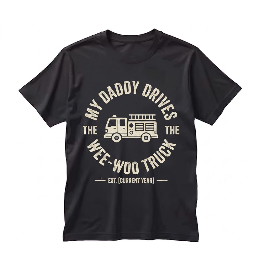 Cute My Daddy Drives The Wee-WOO Truck Fathers Day Dad Gift Graphic Unisex TShirt