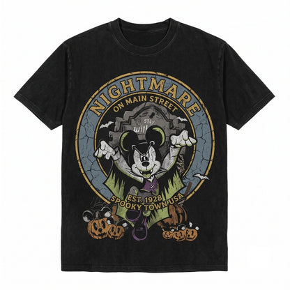Vintage Retro Nightmare On Main Street Vampire Mouse Halloween 2026 Family Vacation Party Graphic Unisex TShirt