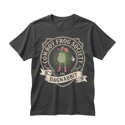 Dagnabbit Cowboy Frog Embroidered Pink Cowgirl Boots Funny Graphic Cotton Vintage Unisex TShirt