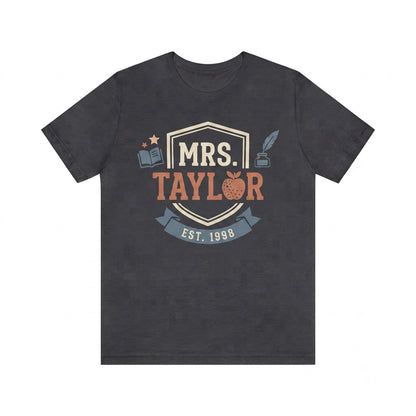 Personalized Floral Teacher Monogram Patch Custom Applique Gift Unisex TShirt