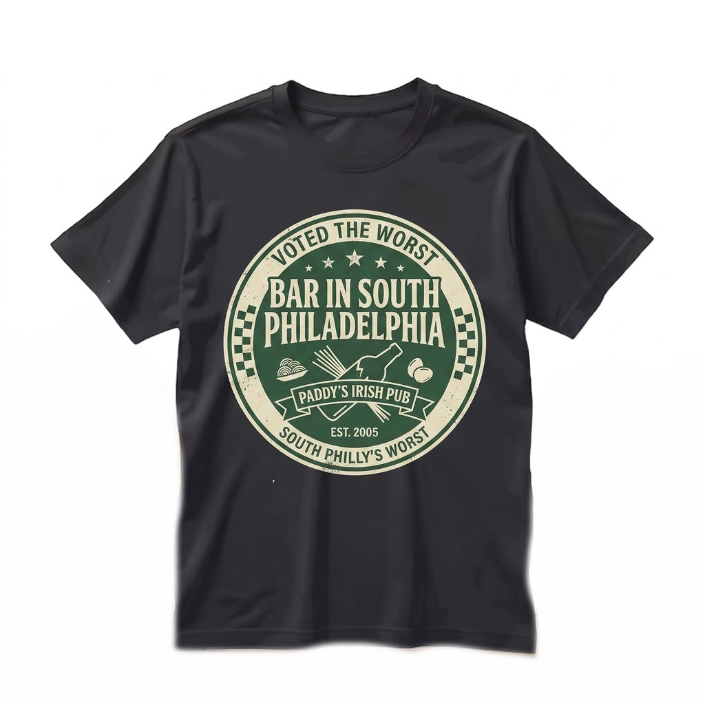 Paddys Irish Pub Philadelphia Bar Vintage Graphic Humorous TV Show Fan Art Unisex TShirt