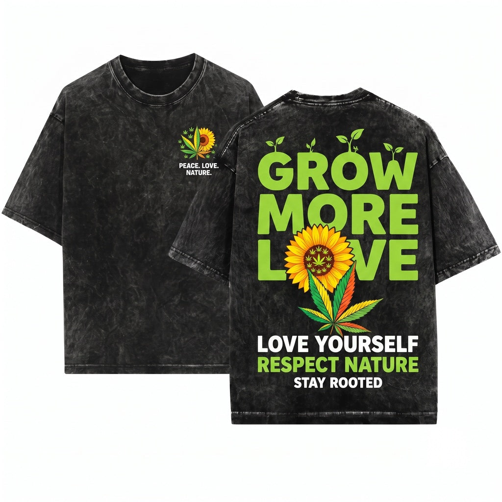 Hippie Sunflower Marijuana Smoker Legal Weed Rasta 420 Cannabis Day Costume Gift Present Unisex Wash T-Shirt