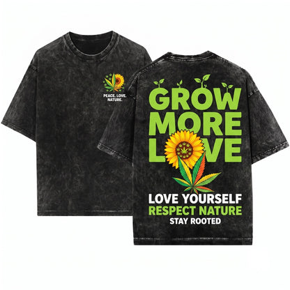 Hippie Sunflower Marijuana Smoker Legal Weed Rasta 420 Cannabis Day Costume Gift Present Unisex Wash T-Shirt