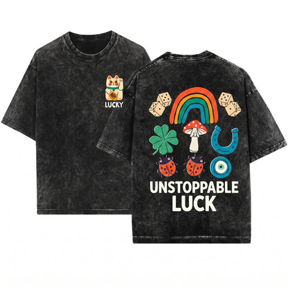 St Patricks Day Irish Four Leaf Clover Lucky Aesthetic Womens Unisex Wash T-Shirt