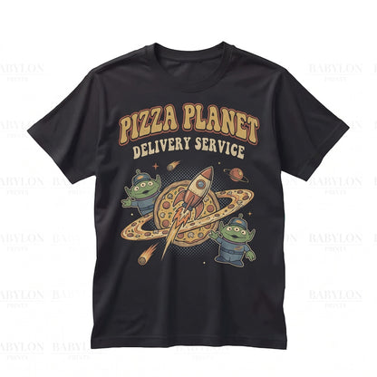 Vintage Pizza Planet Alien Matching Family Vacation Theme Park Graphic Unisex TShirt