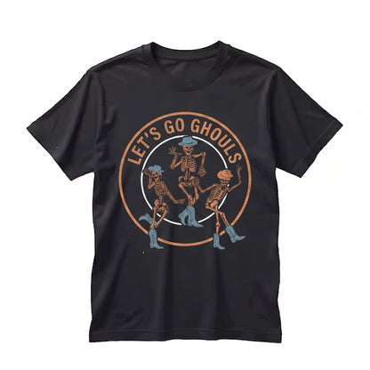 Lets Go Ghouls Retro Vintage Halloween Spooky Season Fall Ghost Graphic Apparel Unisex TShirt