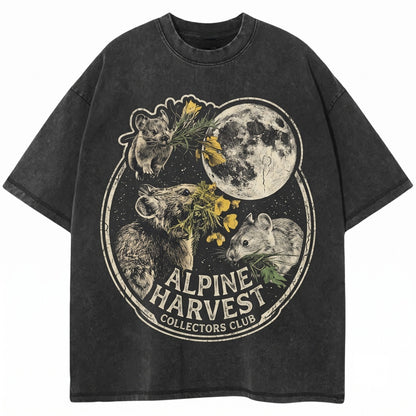 Retro Three Pika Moon Graphic Top Cute Vintage Wildlife Nature Animal Him Her Gift Unisex TShirt