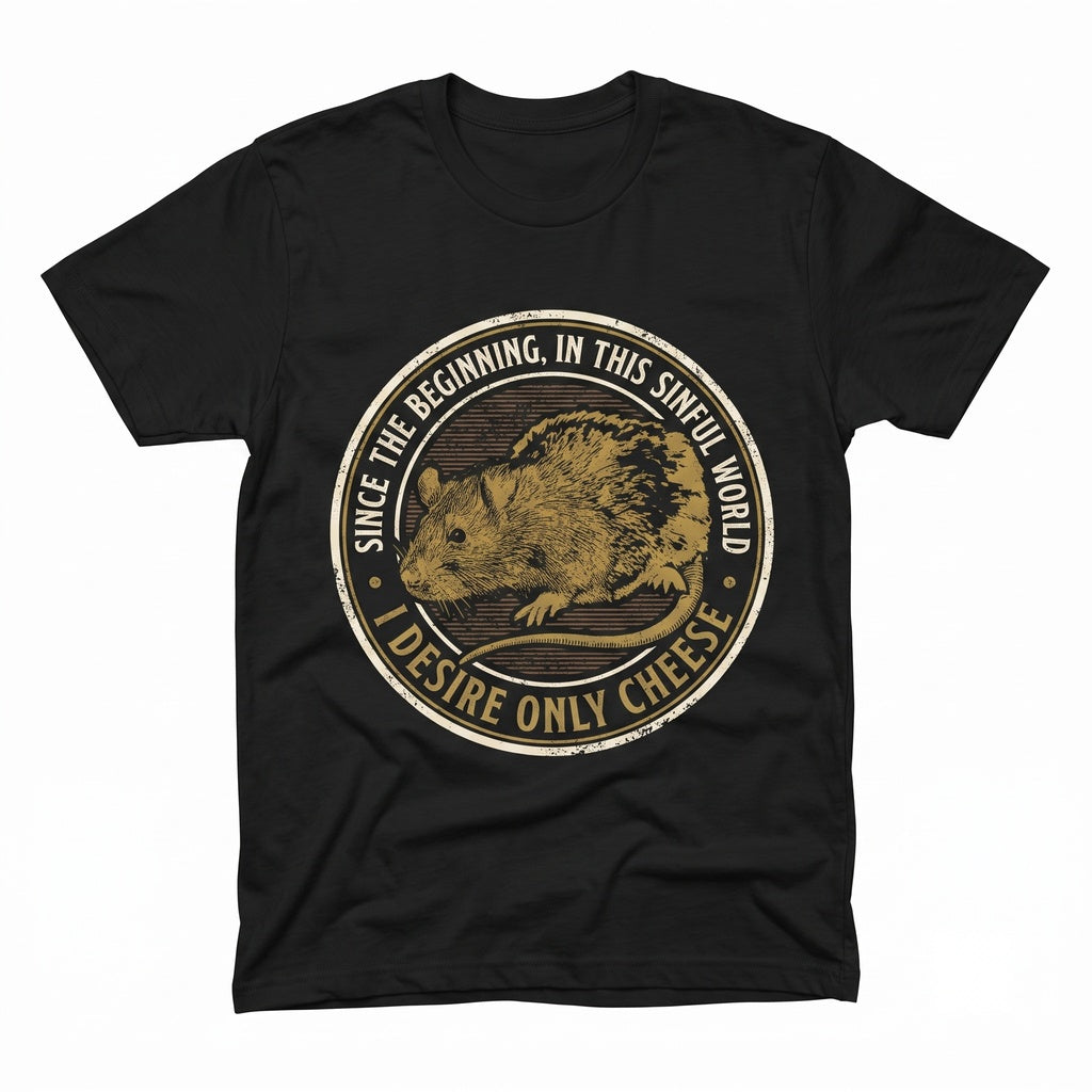 Funny I Desire Only Cheese Rat Mouse Graphic Cute Rodent Meme Vintage Cotton Apparel Unisex TShirt