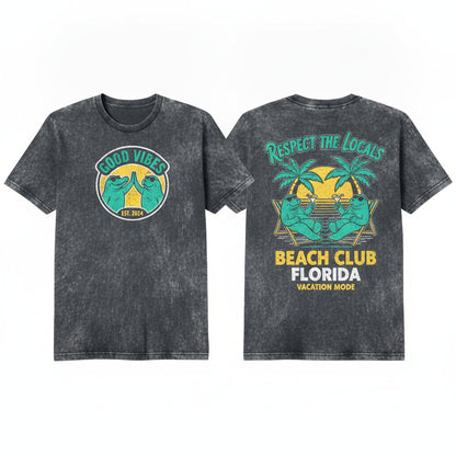 Everglades Florida Crocodile Manatee Respect The Locals Vintage Gift Lifestyle Alligator Unisex Wash T-Shirt